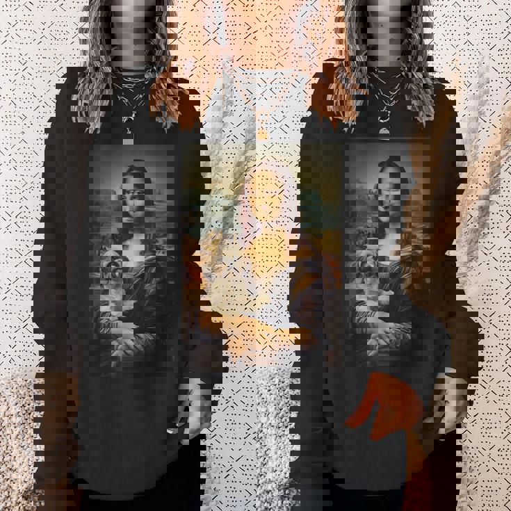 シーズー モナリザ 絵画 アート 犬 ママ お父さん スウェットシャツ 彼女への贈り物
