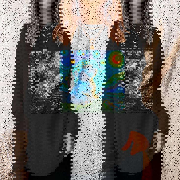 シーズー 面白いtシャツ 犬 ゴッホ 星月夜 かわいい メンズ 子供 おもしろ 服 グッズ ネタ スウェットシャツ 彼女への贈り物