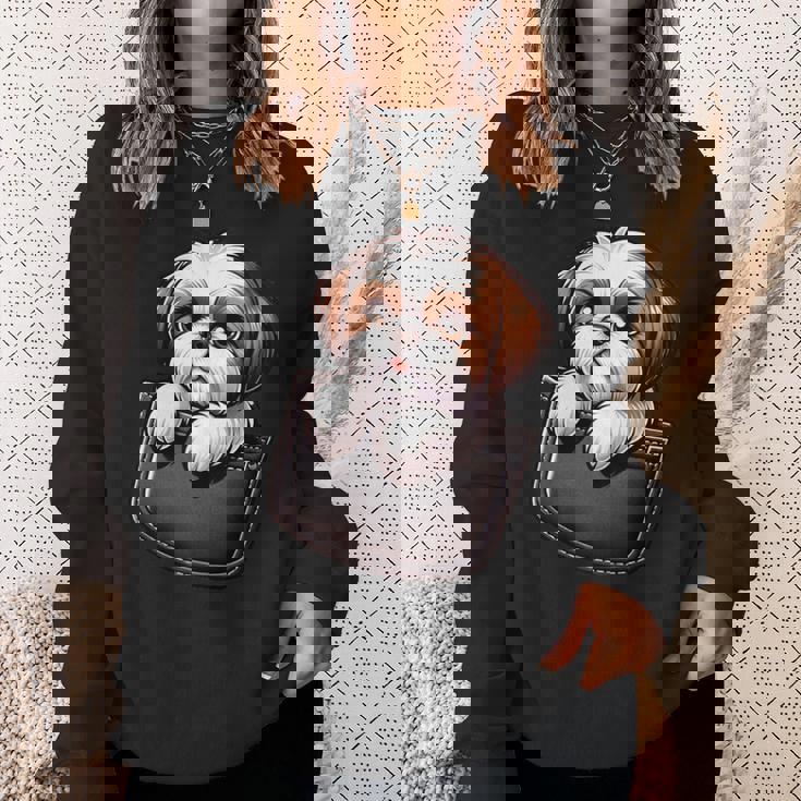 シーズーインポケット シーズー犬好き スウェットシャツ 彼女への贈り物