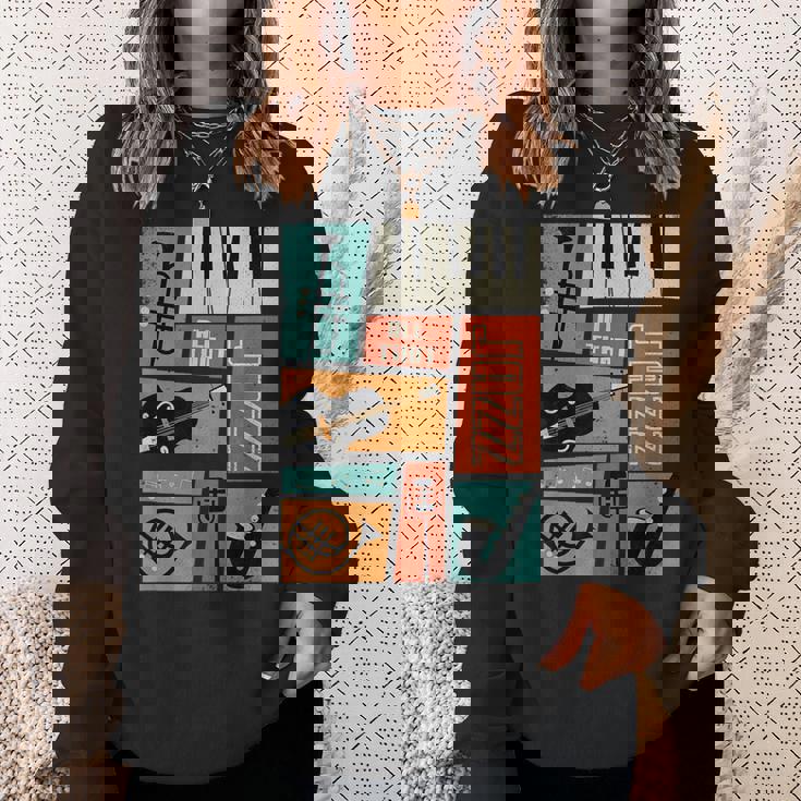 ジャズ音楽-レトロヴィンテージピアノジャズ スウェットシャツ 彼女への贈り物