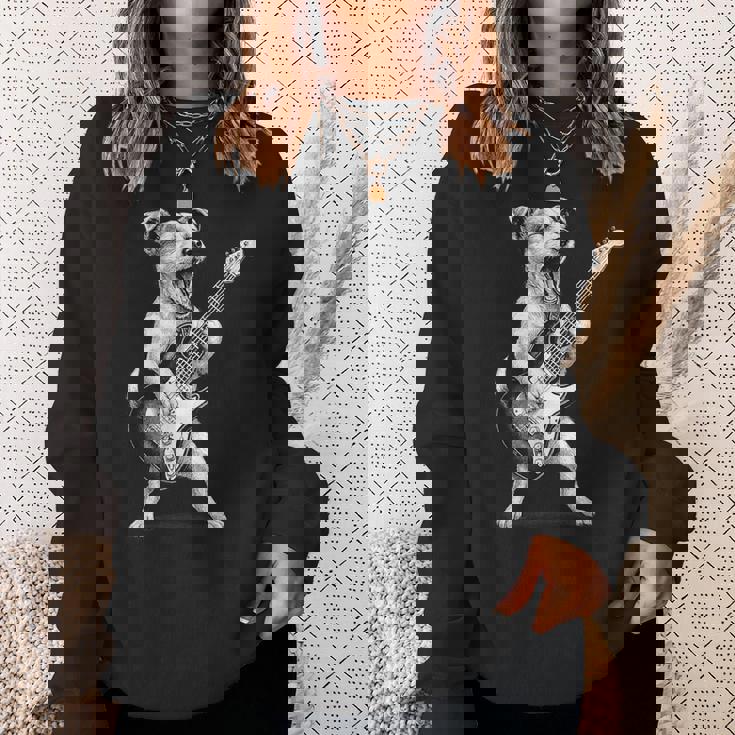 ジャック・ラッセル・テリア ギターを弾く ロックミュージック 犬好き スウェットシャツ 彼女への贈り物