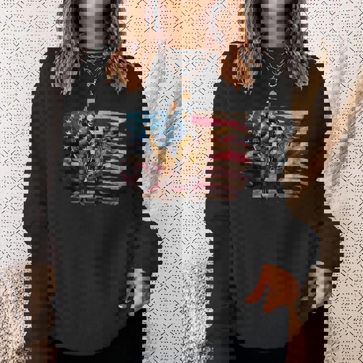 ジョージ・ワシントン ライディング A ダイナソー 面白い 4Th Of July デザイン スウェットシャツ 彼女への贈り物