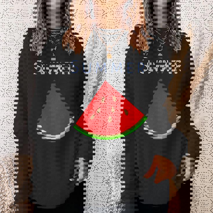 スイカ 1ピース・夏【 サマータイム 】リゾート・夏 大好き／面白 イラスト スウェットシャツ 彼女への贈り物