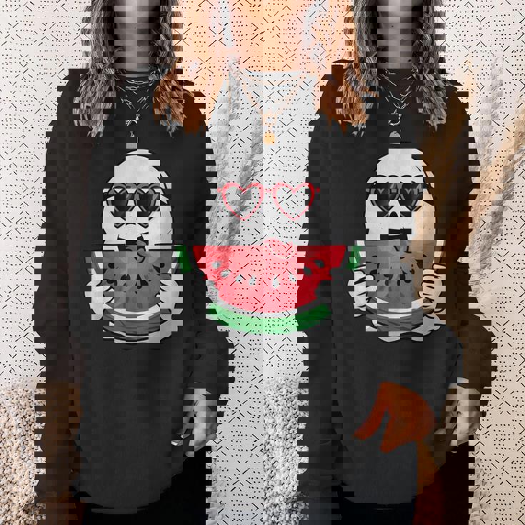 スイカを食べるかわいい幽霊 サマーウィーン ハロウィンコスチューム スウェットシャツ 彼女への贈り物