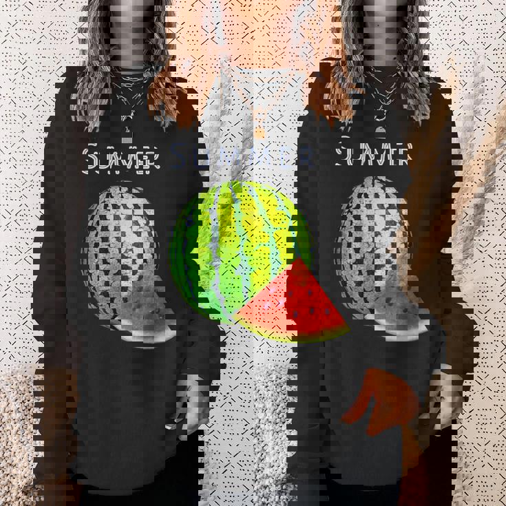 スイカ・夏【 サマータイム 】リゾート・夏 大好き／面白 イラスト スウェットシャツ 彼女への贈り物