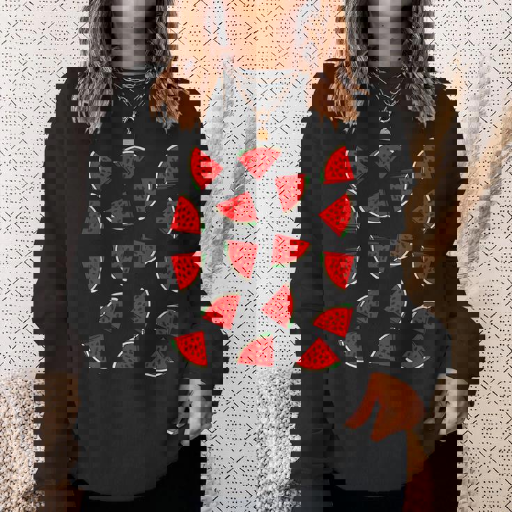 スイカ柄 夏 フルーツ 恋人 フルーツ スライス 種 スウェットシャツ 彼女への贈り物