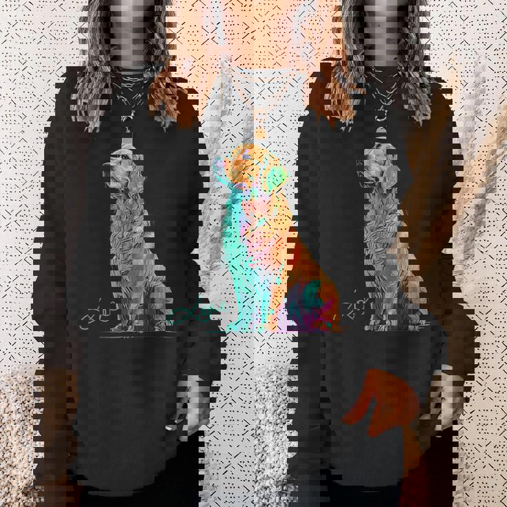 スウォッシュを持つゴールデンレトリバー、ゴールデンレトリバードッグ スウェットシャツ 彼女への贈り物