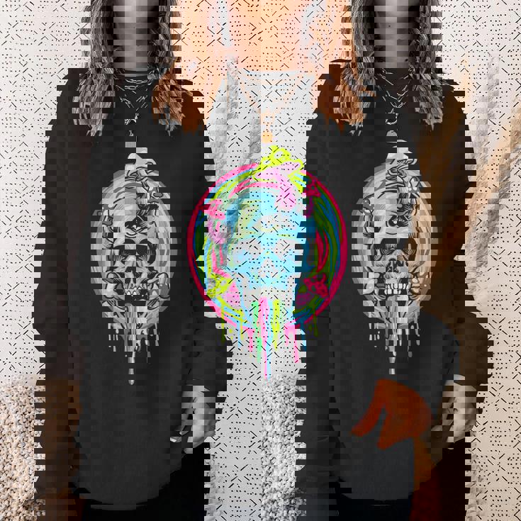 スカルマッシュルーム スケルトン グラフィック ゴス メンズ レディース スウェットシャツ 彼女への贈り物