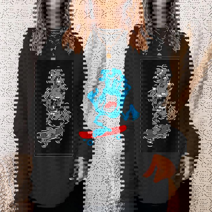 スクリーミング スケートボードハンド スウェットシャツ 彼女への贈り物