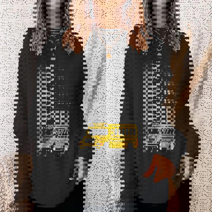 スクールバスドライバー アメリカ国旗 スクールバスドライバー用 スウェットシャツ 彼女への贈り物