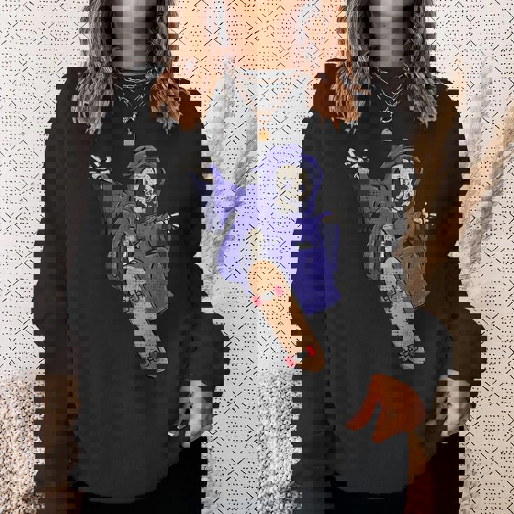 スケボーに乗る骸骨 スケーター ハロウィン スウェットシャツ 彼女への贈り物