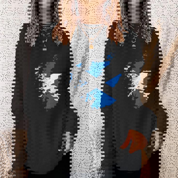 スコットランドの地図と旗の胸のロゴ スコットランドのお土産 スウェットシャツ 彼女への贈り物