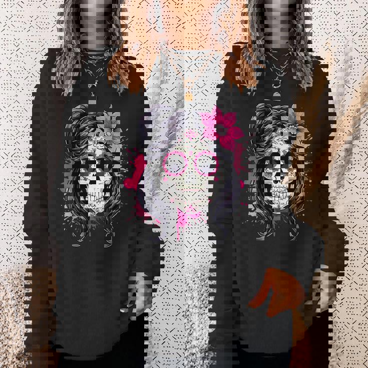 スタイリッシュなマゼンタ サクラ ムエルテ スカルデザイン Dia De Los Muertos スウェットシャツ 彼女への贈り物