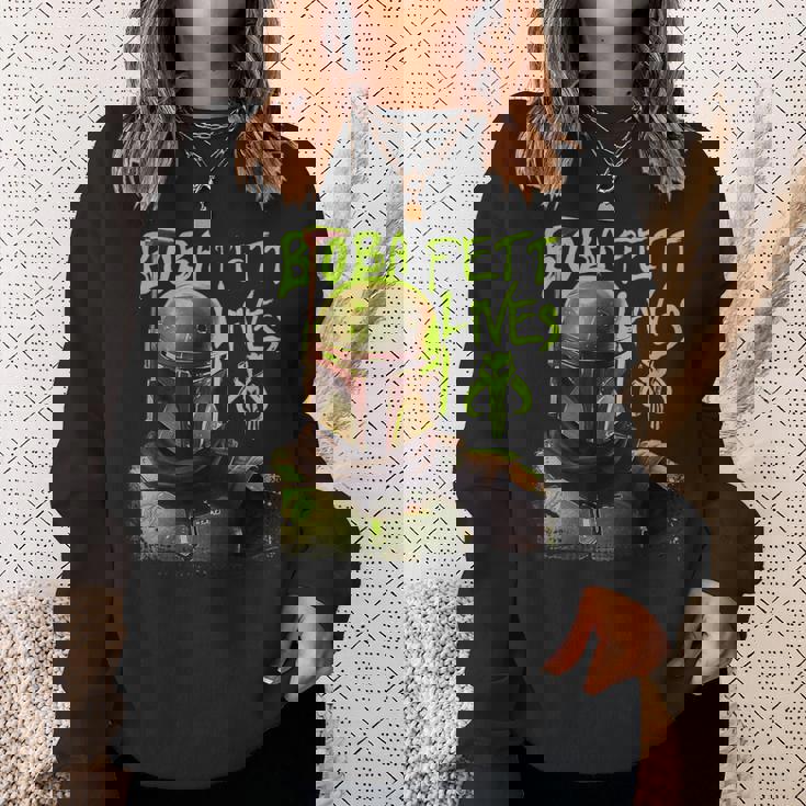 スター・ウォーズ ボバ・フェットの本 ネオン・ボバ・フェット・ライヴズ ポスター スウェットシャツ 彼女への贈り物