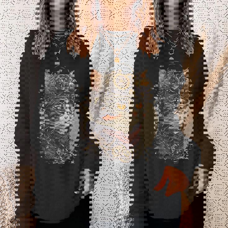 スチームパンク 猫 キティ 子猫 スチームパンク スウェットシャツ 彼女への贈り物