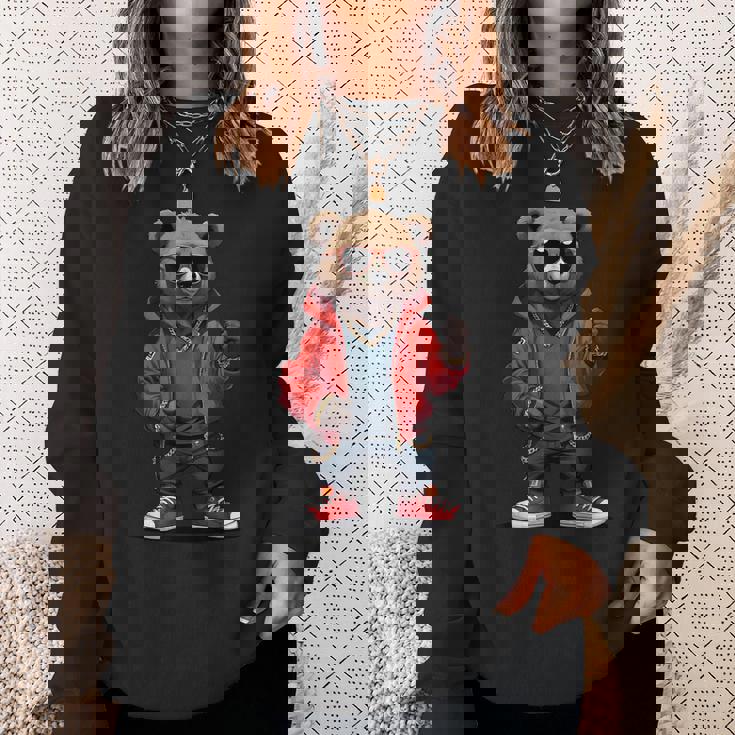 ストリートウェア ヒップホップ ラップ ラッパー ベア クール アーバン グラフィック スウェットシャツ 彼女への贈り物