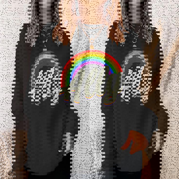 ストレートの味方、レインボーカラー、Lgbtプライド スウェットシャツ 彼女への贈り物