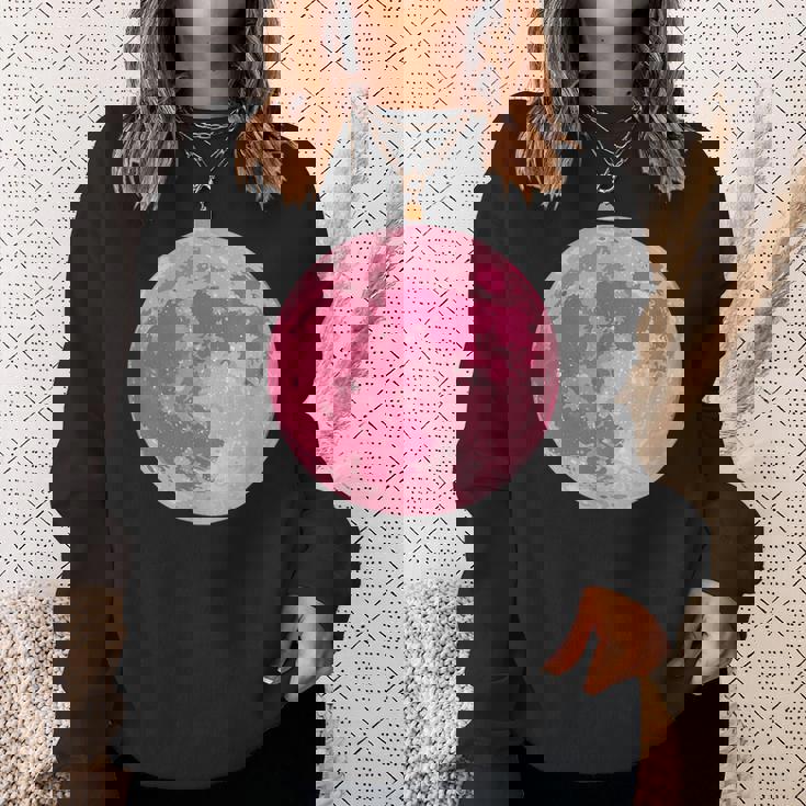 ストロベリームーンデザイン 満月 かわいいピンクムーン スウェットシャツ 彼女への贈り物