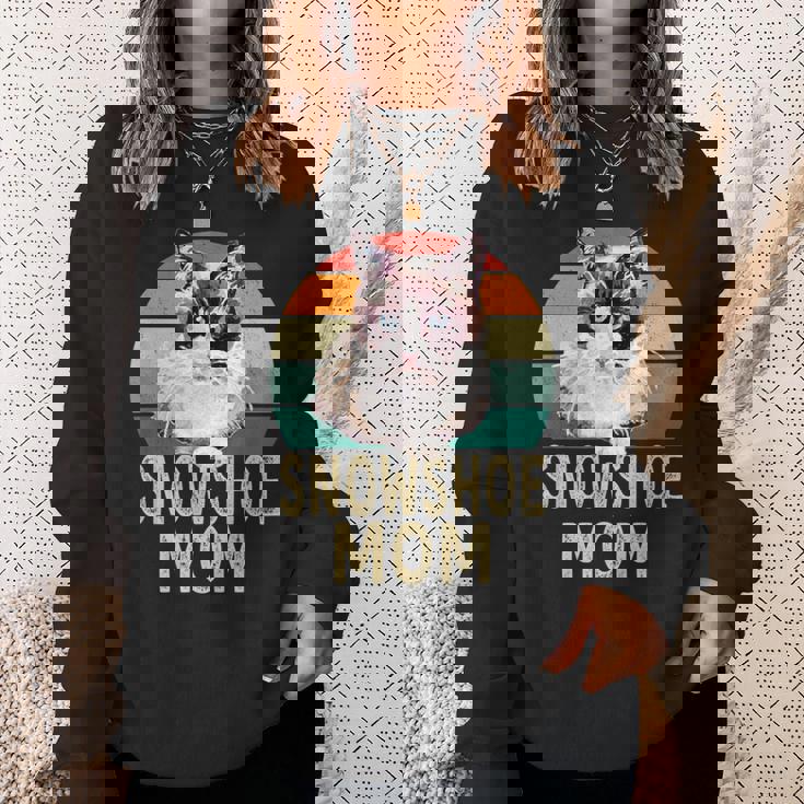 スノーシュー 猫 ママ レトロ ヴィンテージ 面白い I Love My Cat スウェットシャツ 彼女への贈り物