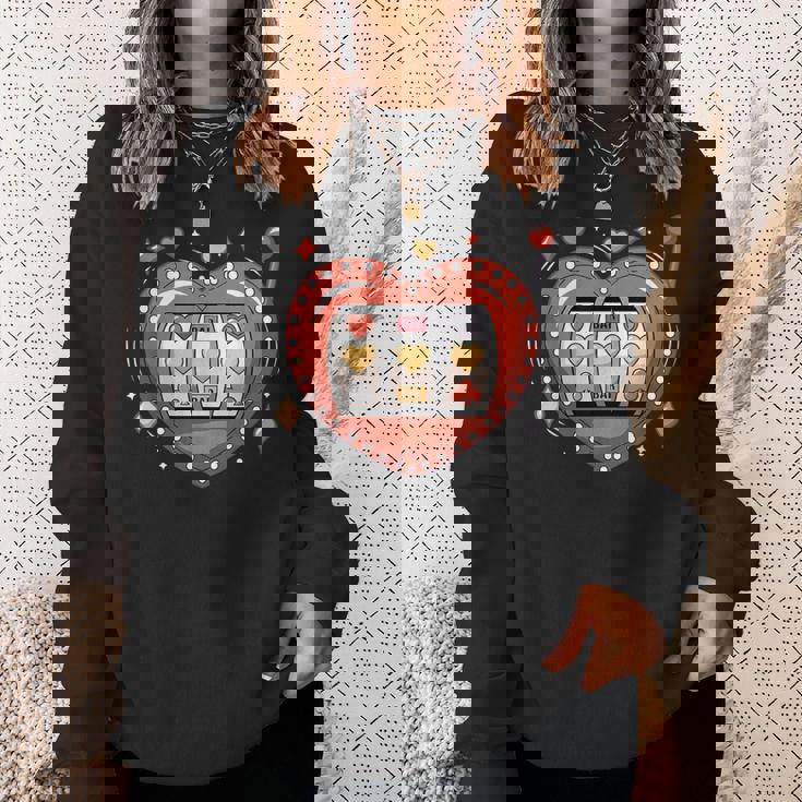 スロットマシンハートジャックポットカジノギャンブル愛好家 スウェットシャツ 彼女への贈り物