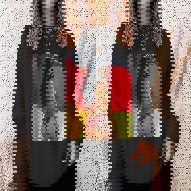 セクシーガールグラフィックtシャツ 「ビキニピンナップガール&ドイツ国旗」 スウェットシャツ 彼女への贈り物