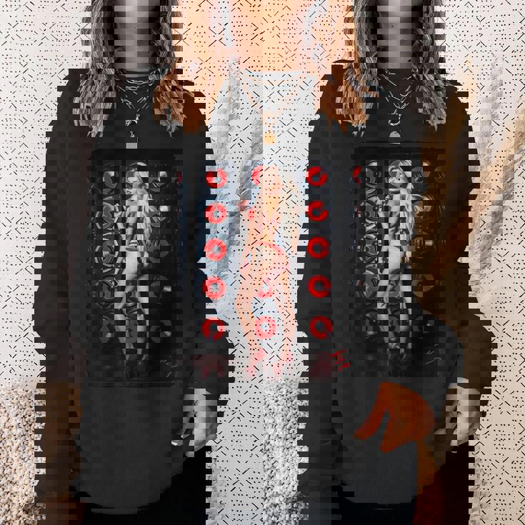 セクシーガールグラフィックtシャツ 赤いビキニを着たブロンドゴーゴーダンサー スウェットシャツ 彼女への贈り物