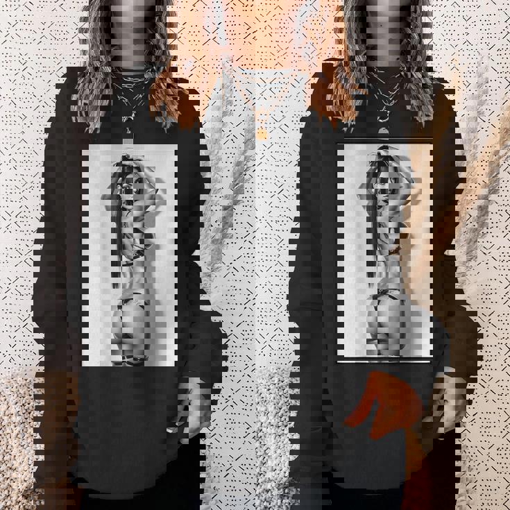 セクシーガールグラフィックtシャツ セクシーブルネットブーティーガール 3インチ B&W スウェットシャツ 彼女への贈り物