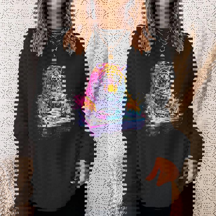 タイガーミュージック Dj ターンテーブル Dj タイガーテクノ ダンスクラブ ハウス スウェットシャツ 彼女への贈り物