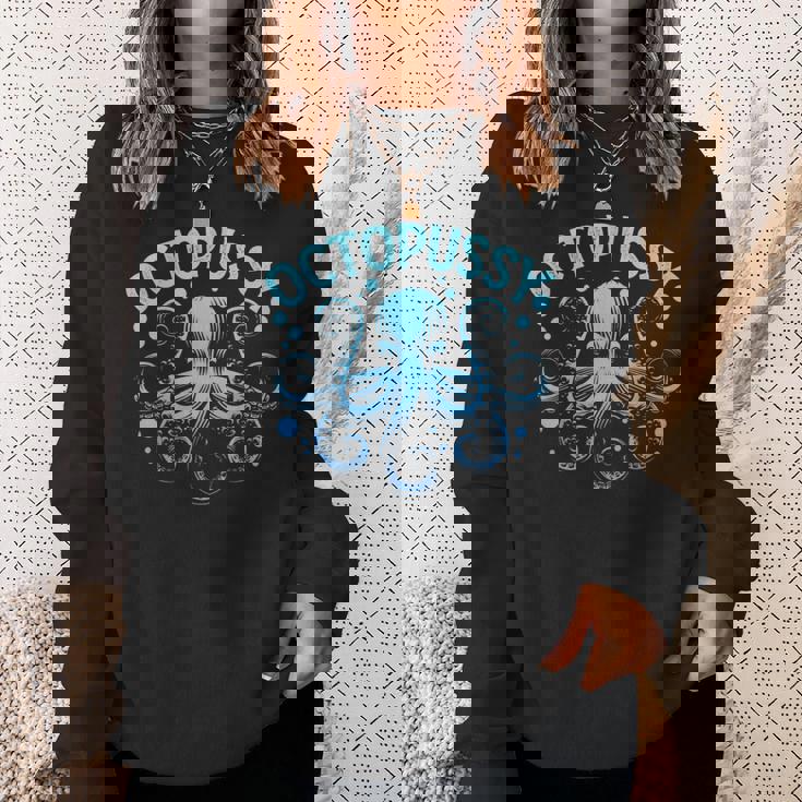 タコ猫 蛸 海 海 動物 駄じゃれ スウェットシャツ 彼女への贈り物