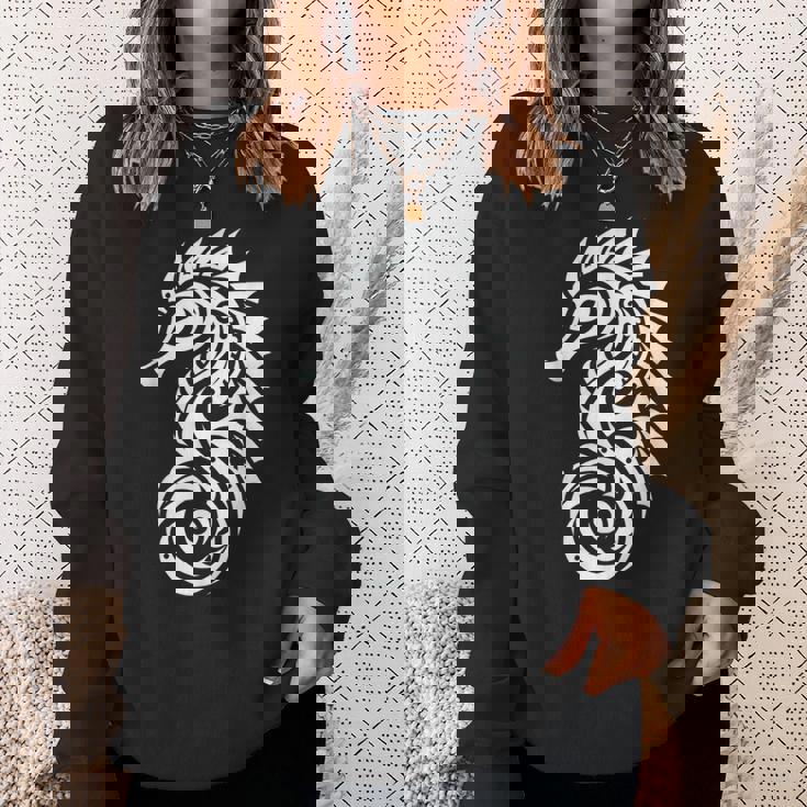 タツノオトシゴ ポリネシア トライバル マオリ柄 ライト スウェットシャツ 彼女への贈り物