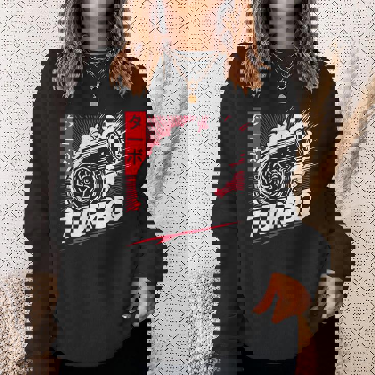 ターボターボチャージャー 日本語レタリング 日本スタイル スウェットシャツ 彼女への贈り物