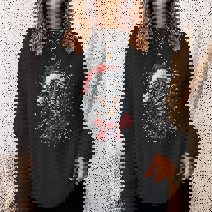 ダックスフント ウィーナー 犬 サンタ 帽子 面白い かわいい クリスマス スウェットシャツ 彼女への贈り物