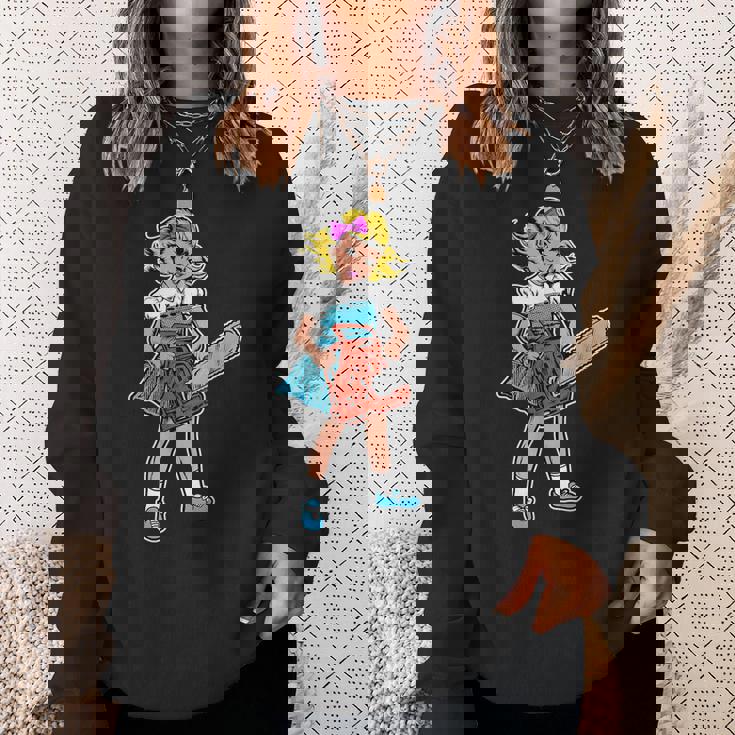 チェーンソー ガール ゴス パンク エモ レトロ ヴィンテージ ホラー 映画ファン スウェットシャツ 彼女への贈り物