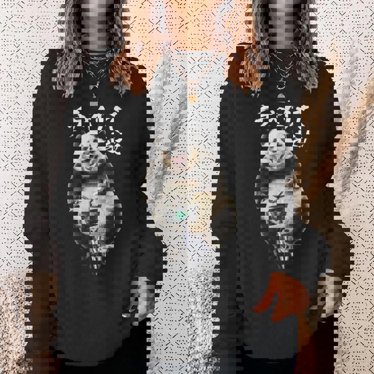 チャリで来た 面白いtシャツ パンダ 自転車 動物 メンズ グッズ かわいい おもしろ 面白い 服 ネタ スウェットシャツ 彼女への贈り物