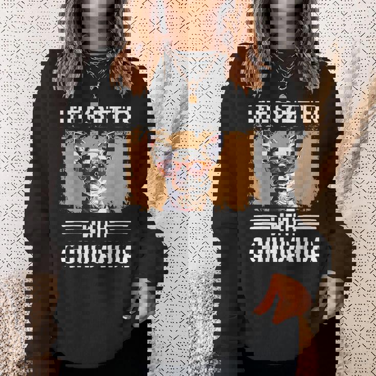 チワワデザイン レディース メンズ チワワ 犬 チワワ 恋人 スウェットシャツ 彼女への贈り物