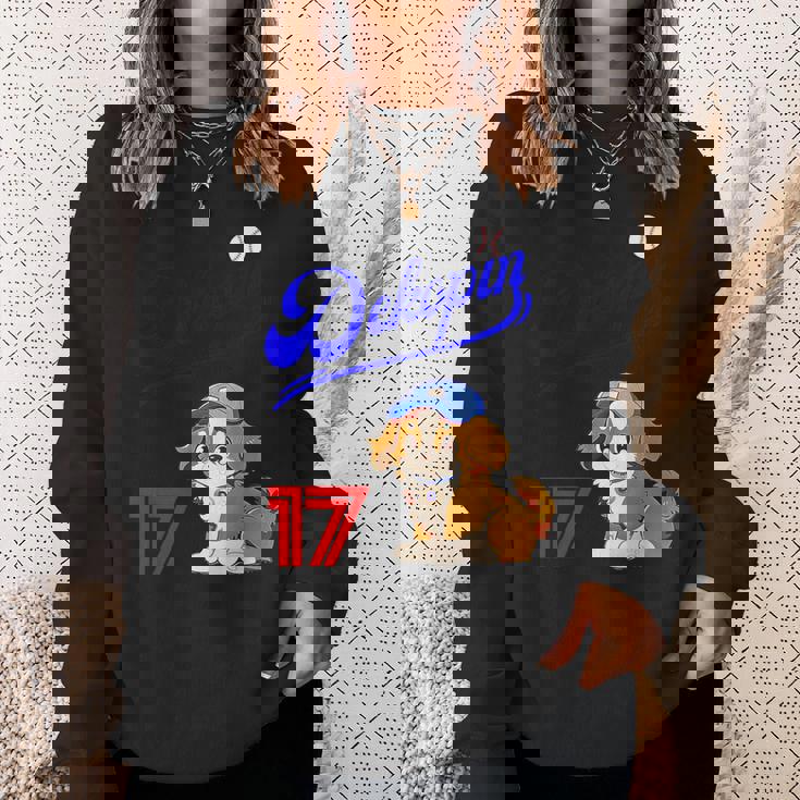 デコピン、デコイ、犬シャツ、No17、大谷、愛犬、コーイケルホンディエ、野球観戦、Dekopindecoy 誕生日 スウェットシャツ 彼女への贈り物