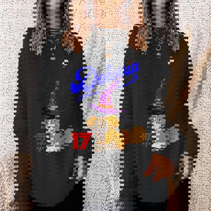 デコピン、デコイ、犬シャツ、No17、愛犬、コーイケルホンディエ、野球観戦、Dekopin Decoy ハロウィン スウェットシャツ 彼女への贈り物