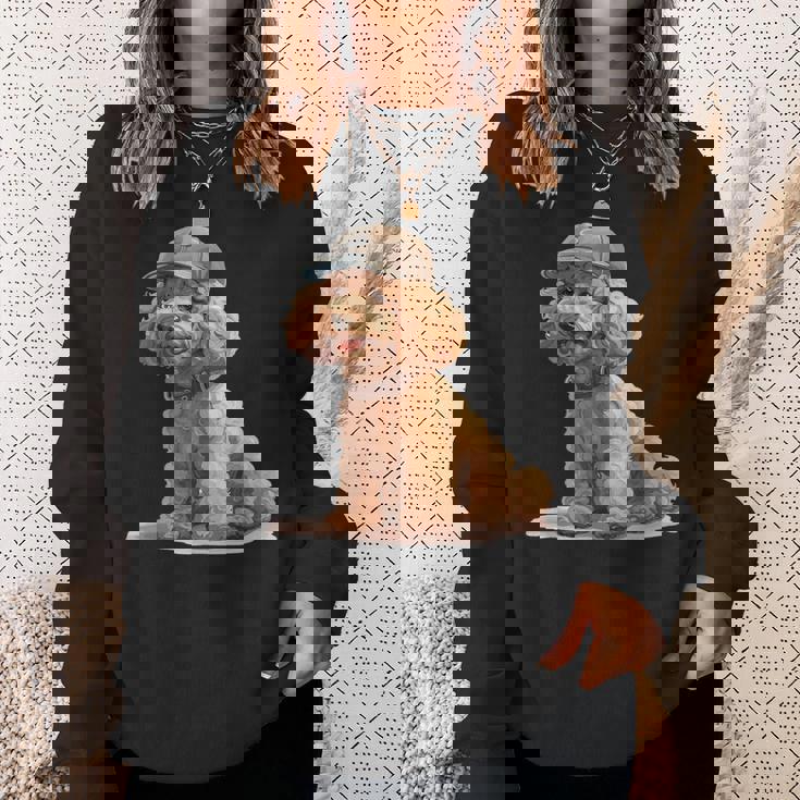 トイプードル 水彩 犬 野球帽 スウェットシャツ 彼女への贈り物