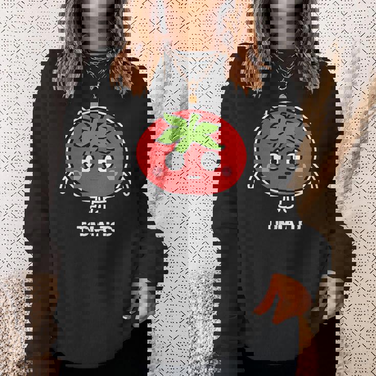 トマト 顔 イラスト かわいい おもしろ 面白い 簡単 シンプル ゆるい 野菜 スウェットシャツ 彼女への贈り物