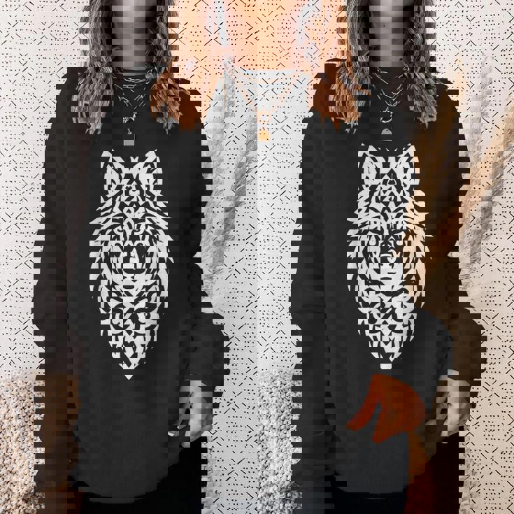 トライバルウルフ 北欧モチーフ ゲール柄 ライトウルフ スウェットシャツ 彼女への贈り物