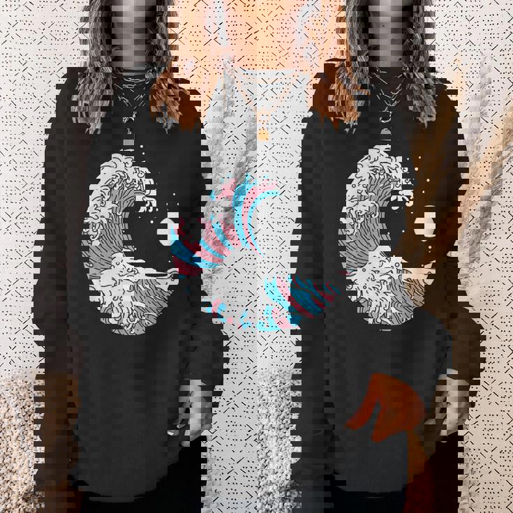 トランスジェンダー プライド Lgbtq トランスフラッグ 日本のウェーブアート Lgbt スウェットシャツ 彼女への贈り物