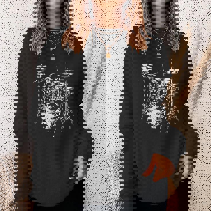 ドラムセットの図面 電子ドラム スウェットシャツ 彼女への贈り物