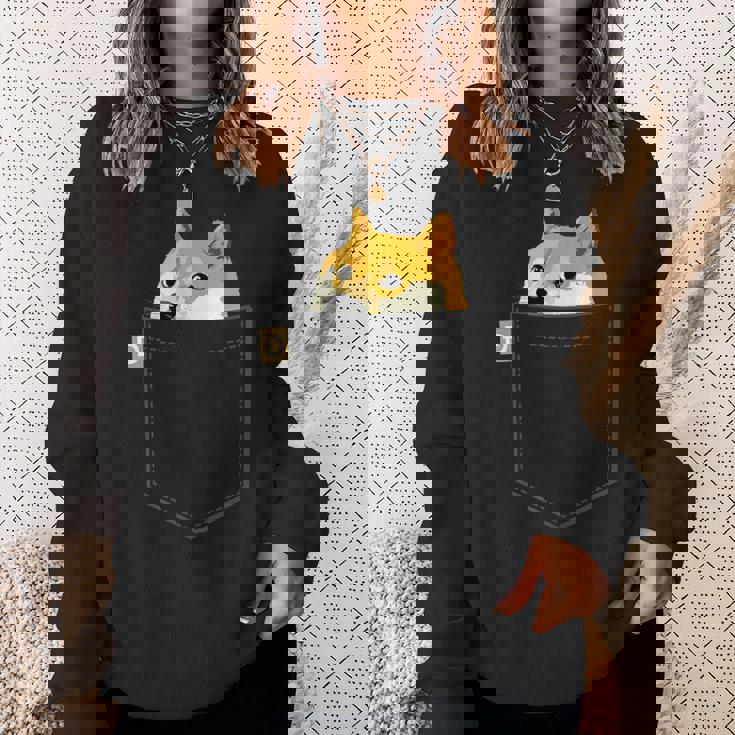 ドージコインシャツフェイクポケットシャツドージコイントゥザムーン スウェットシャツ 彼女への贈り物