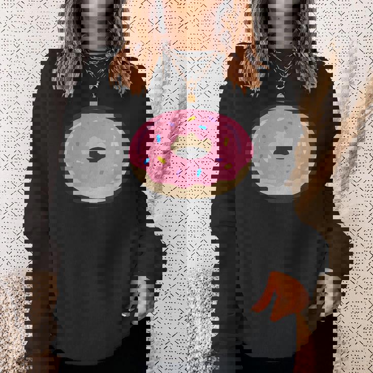 ドーナツレッドアイシングコミックグラフィック メンズ レディース 子供用 スウェットシャツ 彼女への贈り物