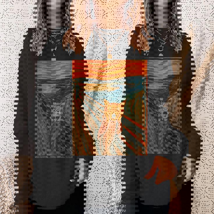 ニャンコの叫び 面白い 猫 ムンクの叫び パロディ おもしろ 服 おもしろグッズ ネタ スウェットシャツ 彼女への贈り物