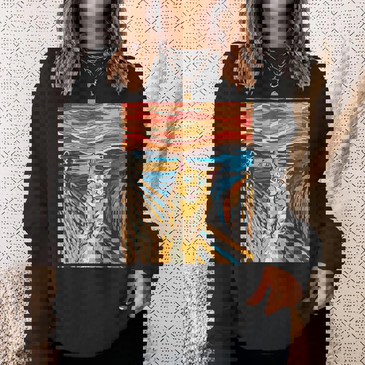 ニャンコの叫び 面白いtシャツ 猫 ムンクの叫び パロディ ネコ メンズ 子供 おもしろ 服 おもしろグッズ ネタ スウェットシャツ 彼女への贈り物