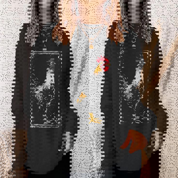 ニワトリ 絵画 描画 動物 アート グラフィック ニワトリ スウェットシャツ 彼女への贈り物