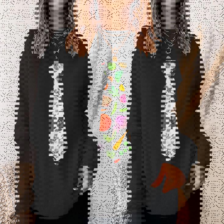 ネギニンジンと豆の柄のベジタブルタイ スウェットシャツ 彼女への贈り物