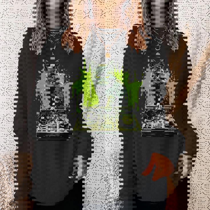 ハウスキャット レインボー Dj 猫 キティ スウェットシャツ 彼女への贈り物