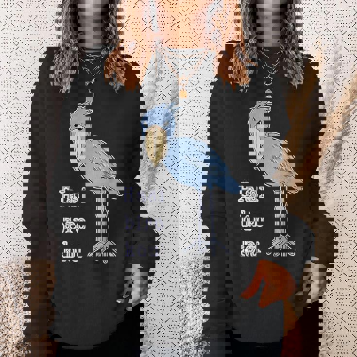 ハシビロコウさん 『セルフィー』青い鳥【どうぶつフレンズ 】ゆるくて かわいい 動物園の生き物 イラスト スウェットシャツ 彼女への贈り物